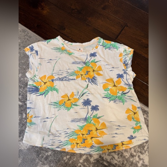 Sundry Floral Short Sleeve Tee - Yellow and Blue - Picture 1 of 4